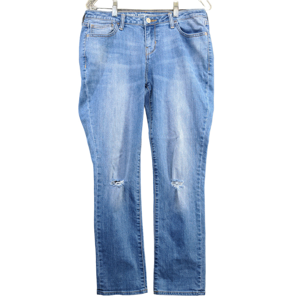 Old Navy Women's Boyfriend Straight Leg Jeans Blue 6 Regular Denim Distressed